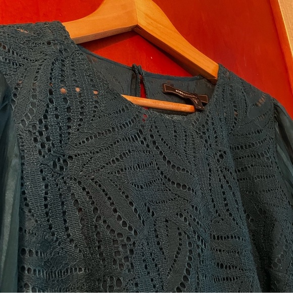 BCBGMAXAZRIA DARK TEAL ASTRID STRIPED SILK Lace Sz M DRESS LUB62J64/M910A NEW - Picture 5 of 8